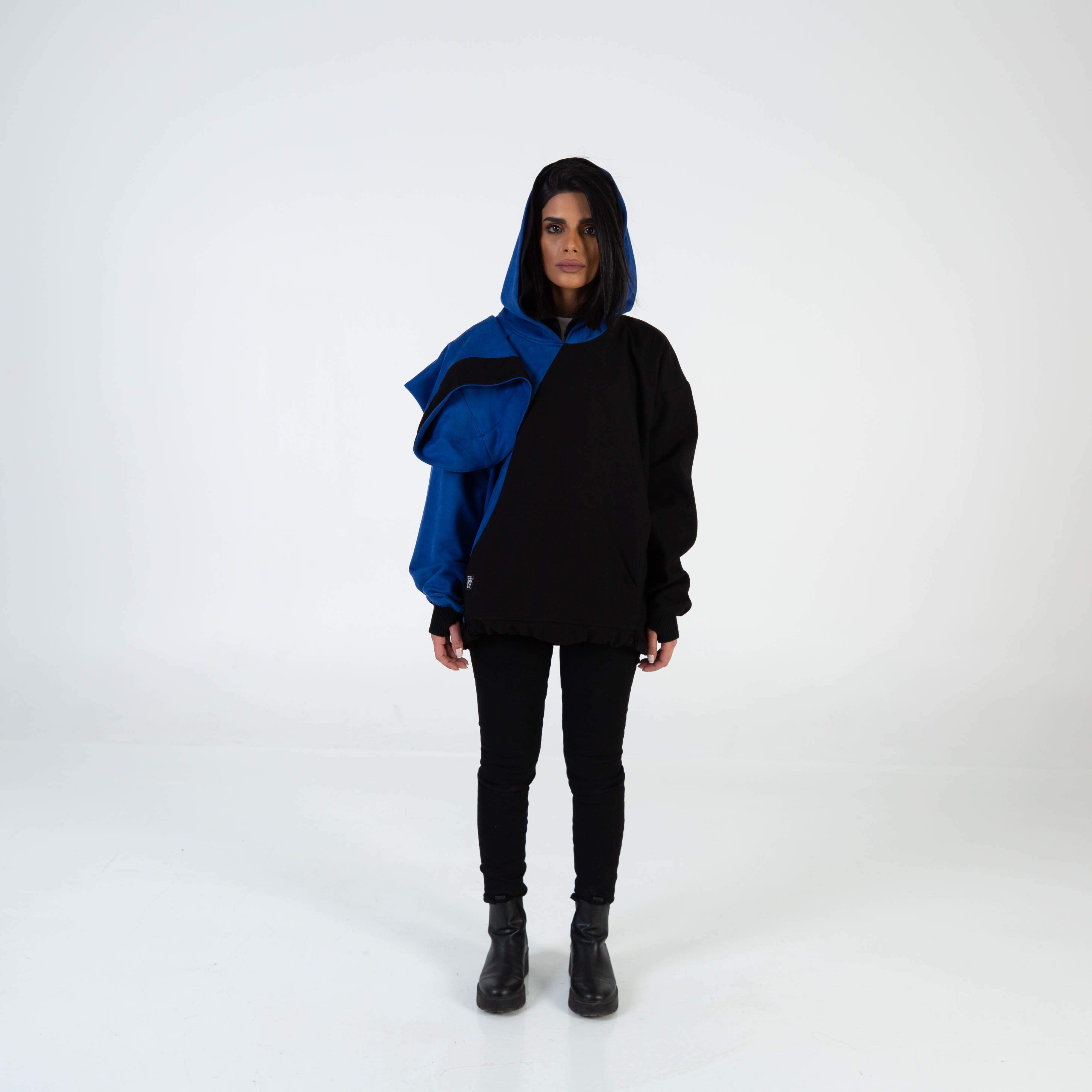 تريبل هودي كولكشن باللون الازرق والاسود | اف7