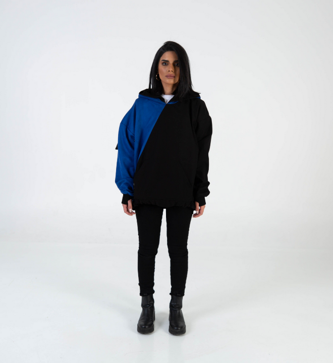 تريبل هودي كولكشن باللون الازرق والاسود | اف7