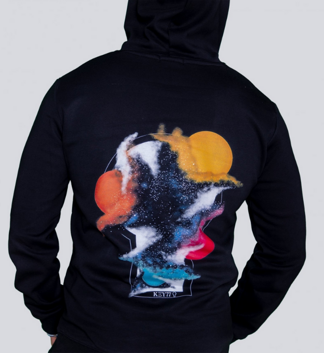 هودي المجرة اليد باللون الاسود |key77